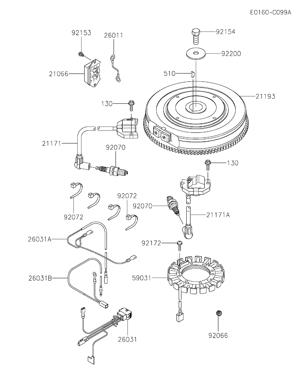 Electric Equipment Diagram and Parts List for FX850V-JS11  Cub Cadet Lawn Tractor